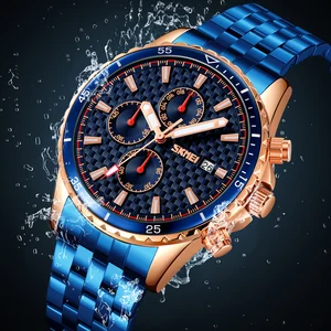 Skmei 9334 Business Charm Gold Date Chronograph Custom Logo Luxury 3BAR Waterproof Quartz Watch Men Stainless Steel Sport Watch