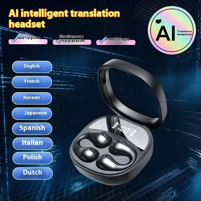 Smart AI Earbuds OLED Touch Screen Support Multiple Languages Compatible Android for Apple for Huawei for Xiaomi Essential for S