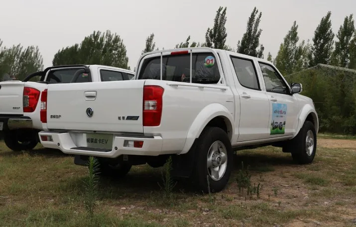 Dongfeng RICH Model EV Double Drive Motor Electric Pickup Truck Left Steering Manual Gear Box Dark Interior Hot Sale in China