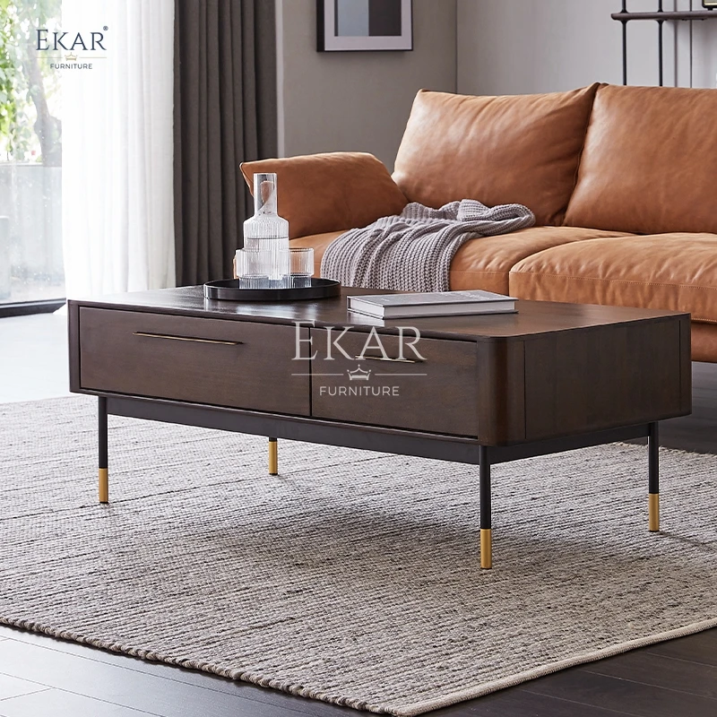 product new design modern living room red oak classic black coffee table-60