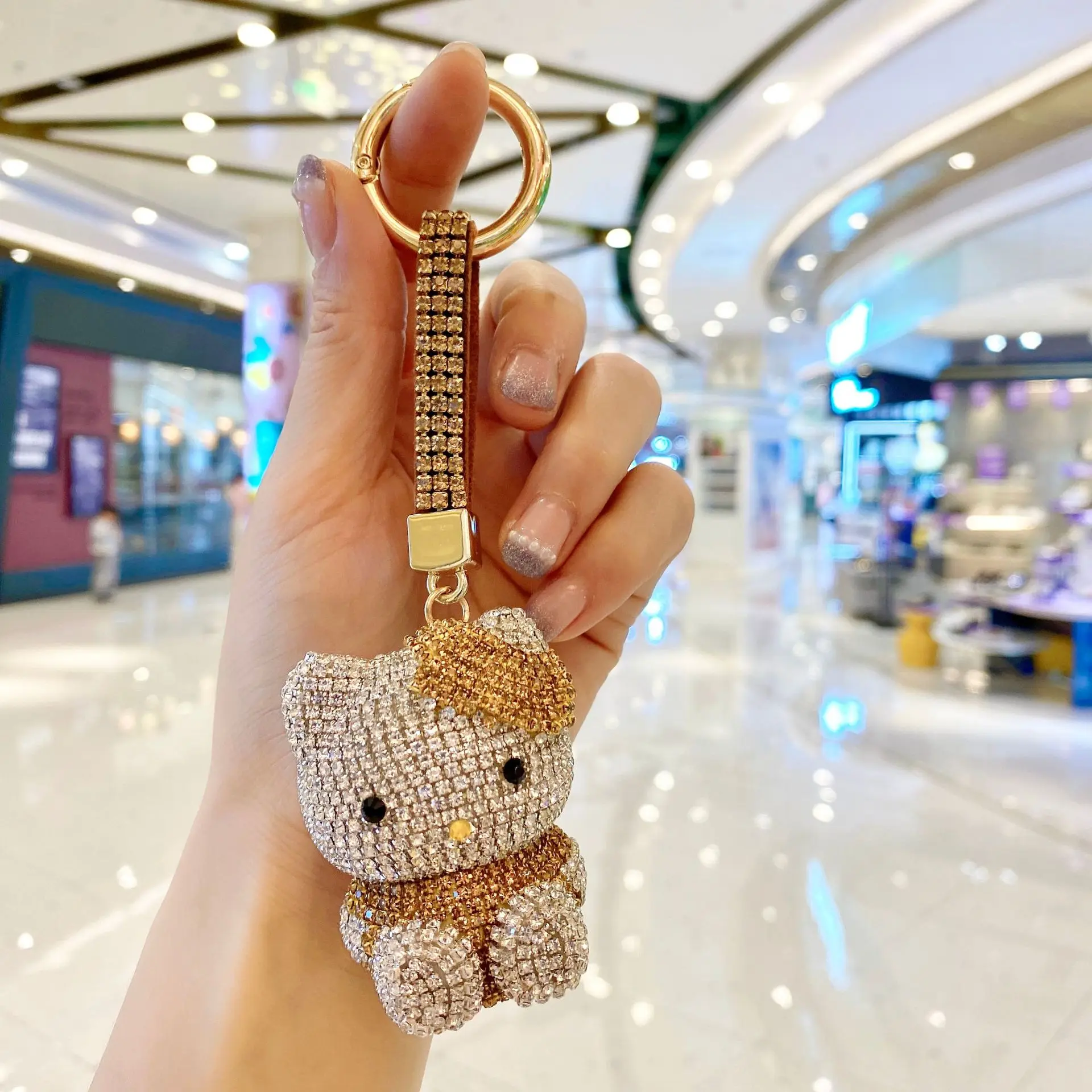 PC Luxury Bling Diamond Crystal Rhinestone Keychains Cute Cat Bag Car Key  Ring Keychain Metal for Girls Charm