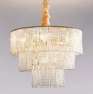 High Grade Raindrop Lamp Mount Crystal Beads Ceiling Living Room Chandeliers Pendant Lights