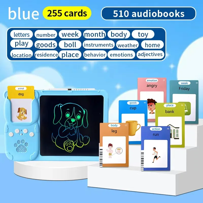 Kids Cognitive Flashcard Lcd Drawing Tablet Electronic English Words ...