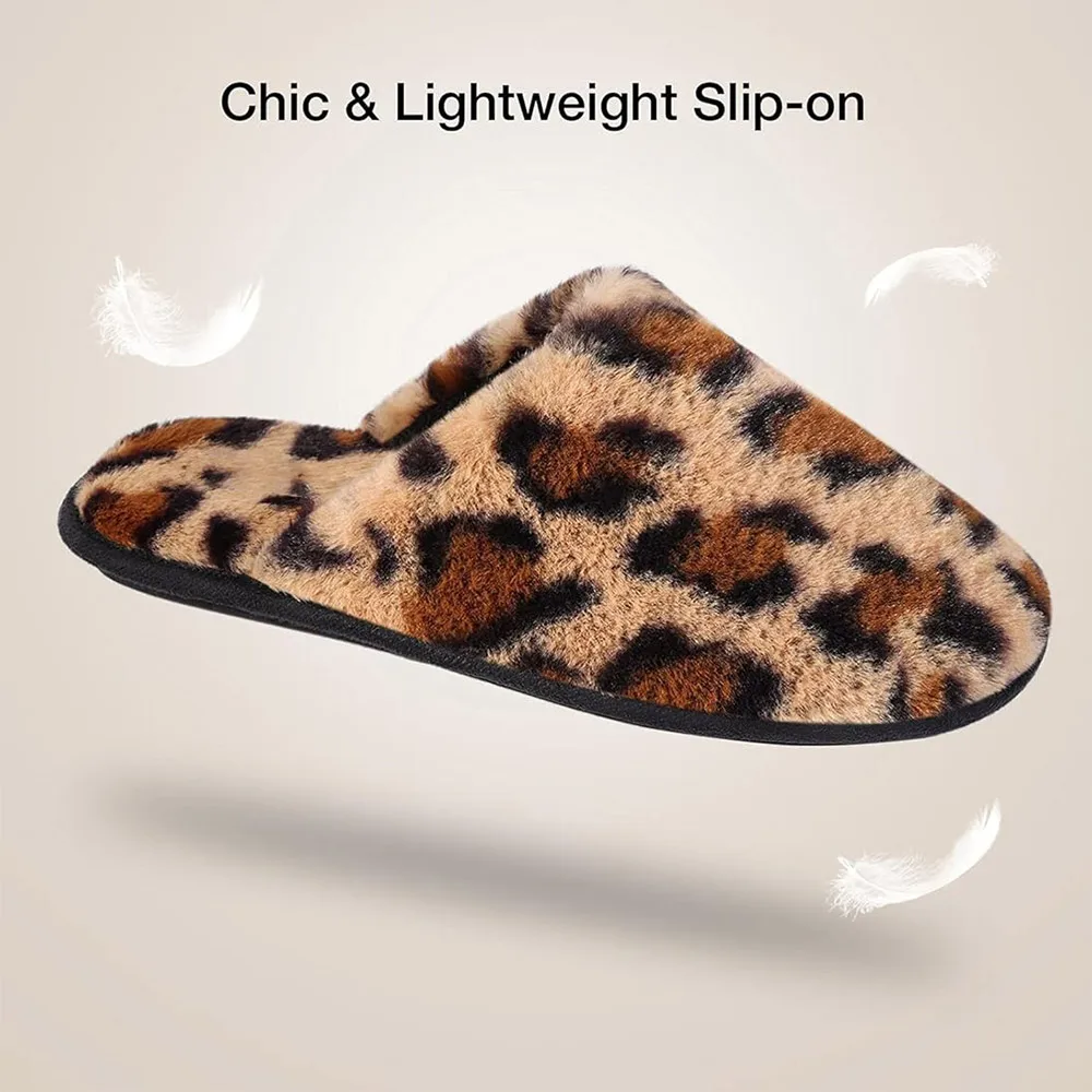 Women's Fuzzy House Memory Foam Slippers Furry Faux Fur Lined Bedroom Shoes Cozy Indoor Slide Slippers