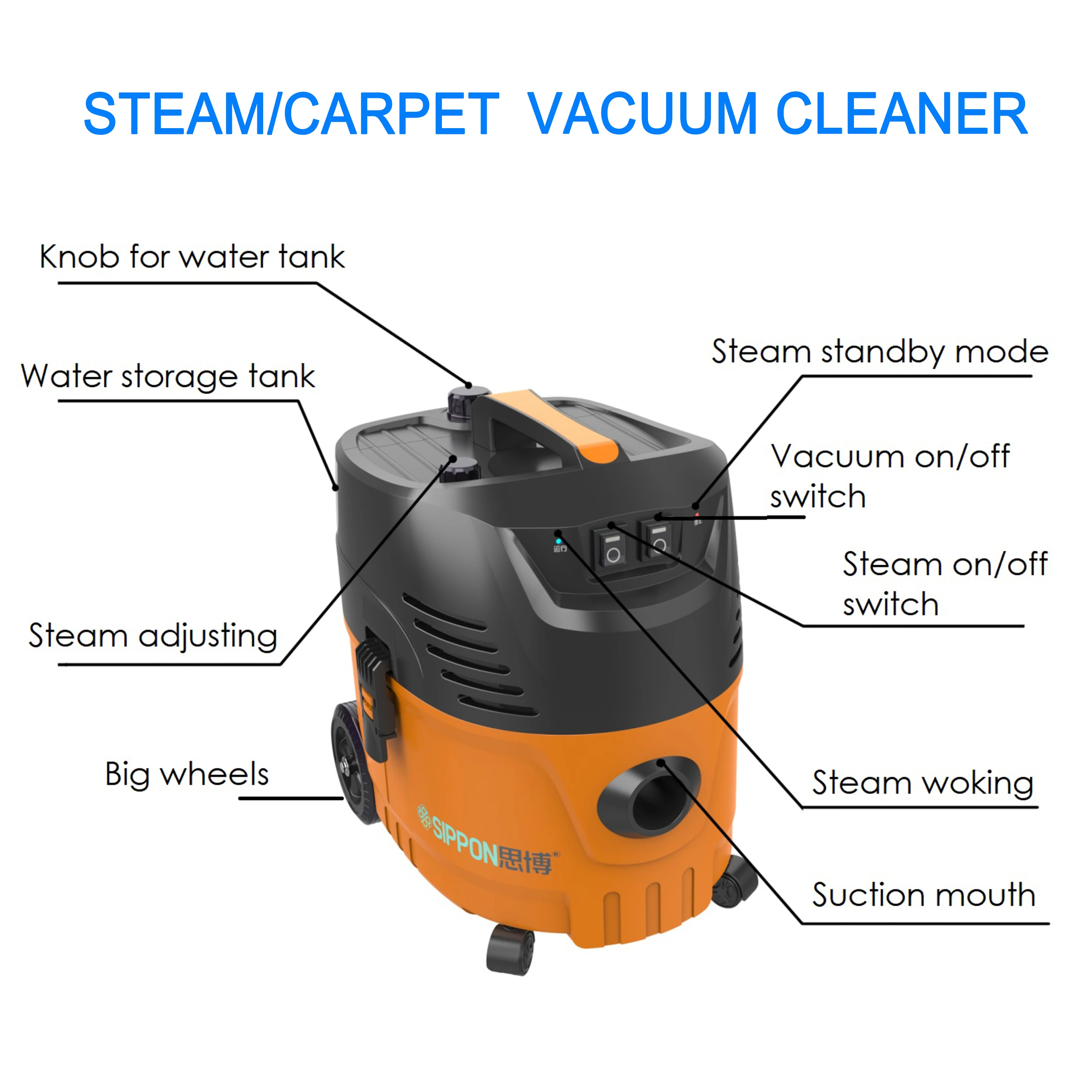 9kg High Pressure Steam Vacuum Carpet Hand Tool 2000w 4bar Sofa Car