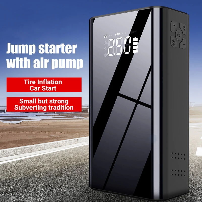 Multifunction Car Jump Starter with air Compressor Pump 16V 8000mAh Wireless Charger Car Jump Starter Battery Power Bank