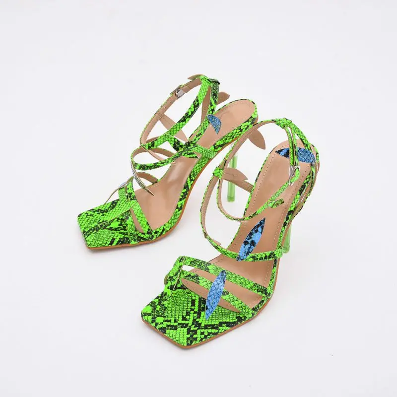 Fashion Leaves Design Green Snake Print 