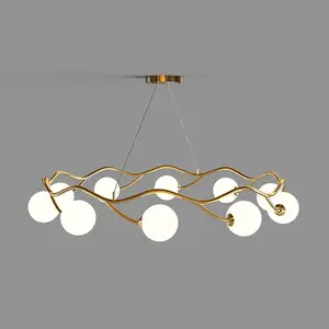 Home Decor Dining Room Bedroom Glass Ball Ring Gold Line Nordic Circular Pendant Light