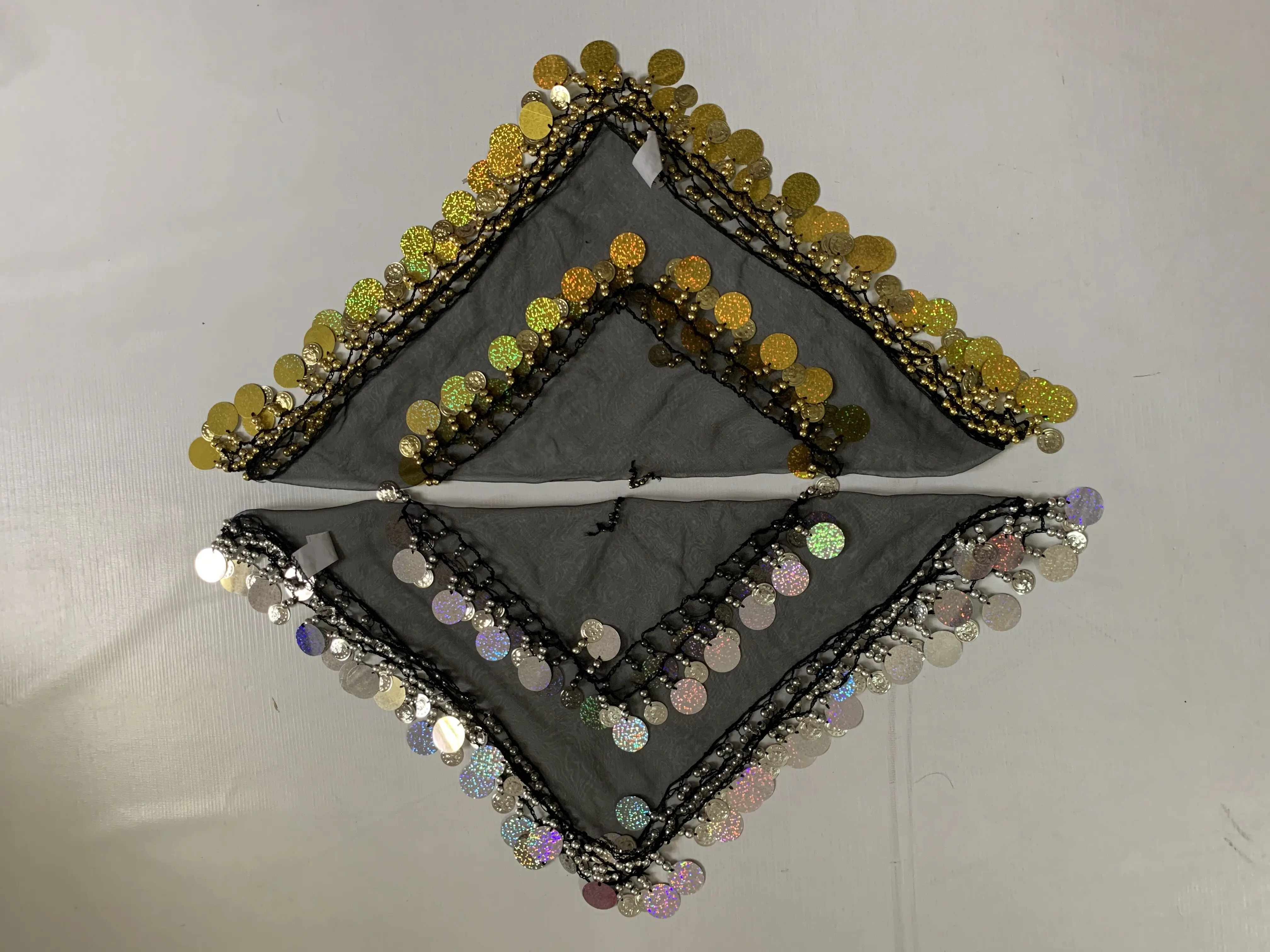 Customized Multicolored Organza Crocheting Sequins Dacron Assyrian Yalikhta  Square Kerchief for Wedding Party Scarf