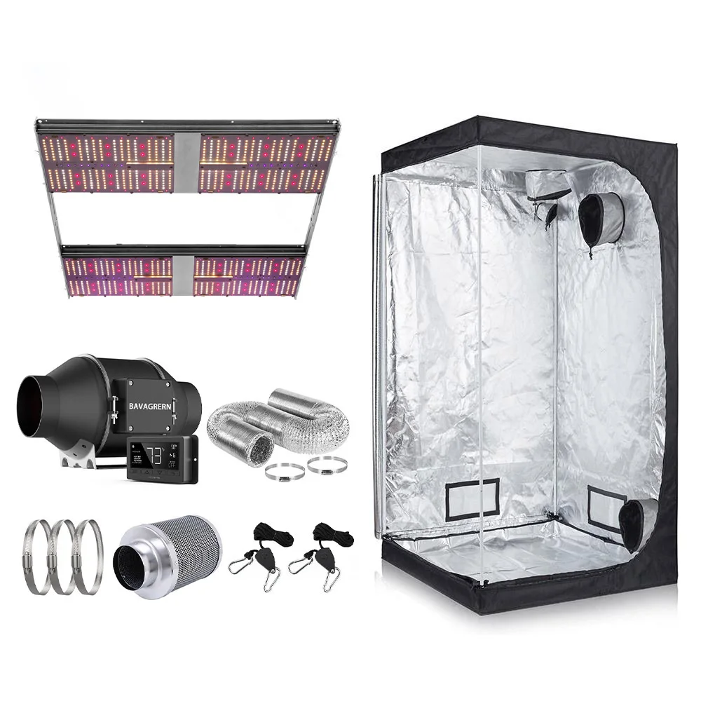 2023 Newest 4x4 Smart LED Grow Plant Indoor Tent Kit 540w 720w Dimmable Grow Light UV IR with 6 Inch EC Fan Ventilation Combo