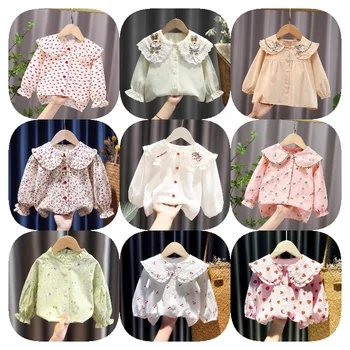 Girls Shirts Spring and Autumn Thin White Shirts Girls Casual Long Sleeve Shirts