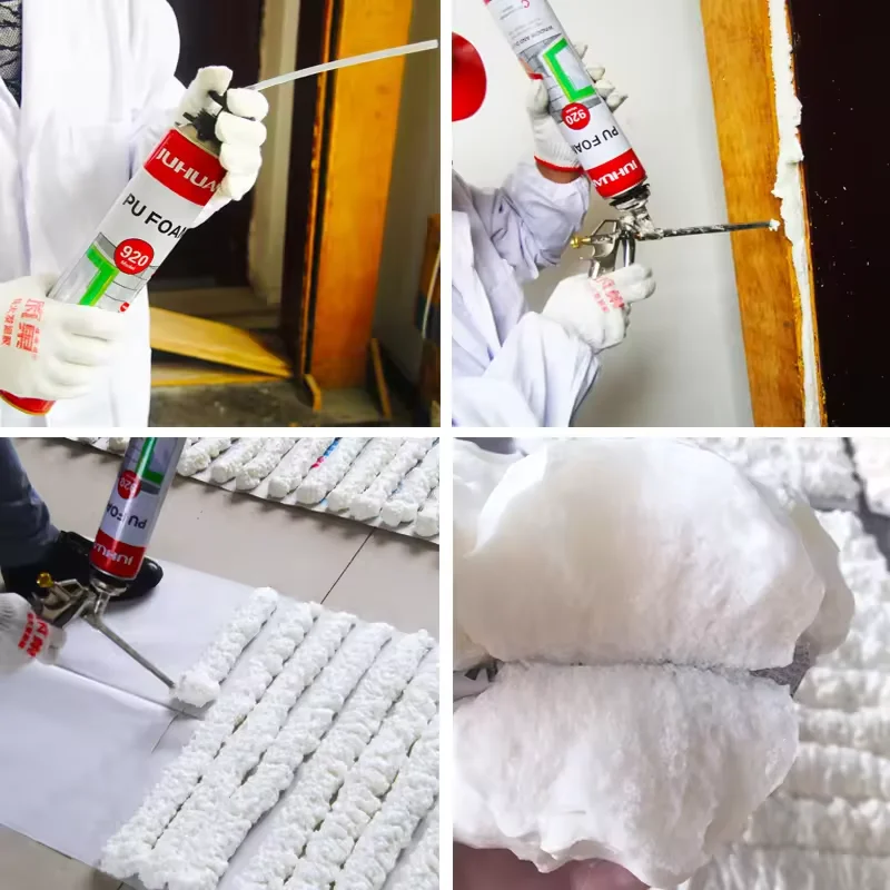 Dual Use 750ml Black Polyurethane Spray Foam Adhesive with Gun Straw for Construction