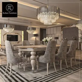 女神彫刻×ライオン脚 高級ダイニングテーブル 幅192cm アンティーク調 イタリア ダイニングテーブル 160cm幅 4人用 象嵌 レジーナ