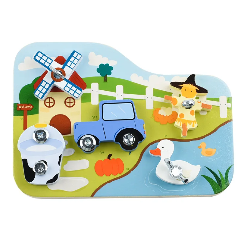 Новинка — деревянная головоломка с болтами и гайками, развивающая доска для малышей, обучающая игрушка Монтессори на разборку и сборку