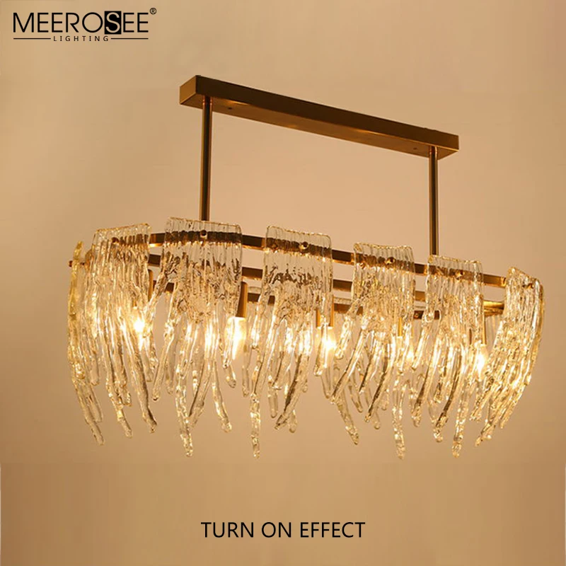 MEEROSEO Modern Style Glass Pendant Light Indoor Stainless steel Hotel Household Gold lustre Chandelier Pendant Lamp MD86707