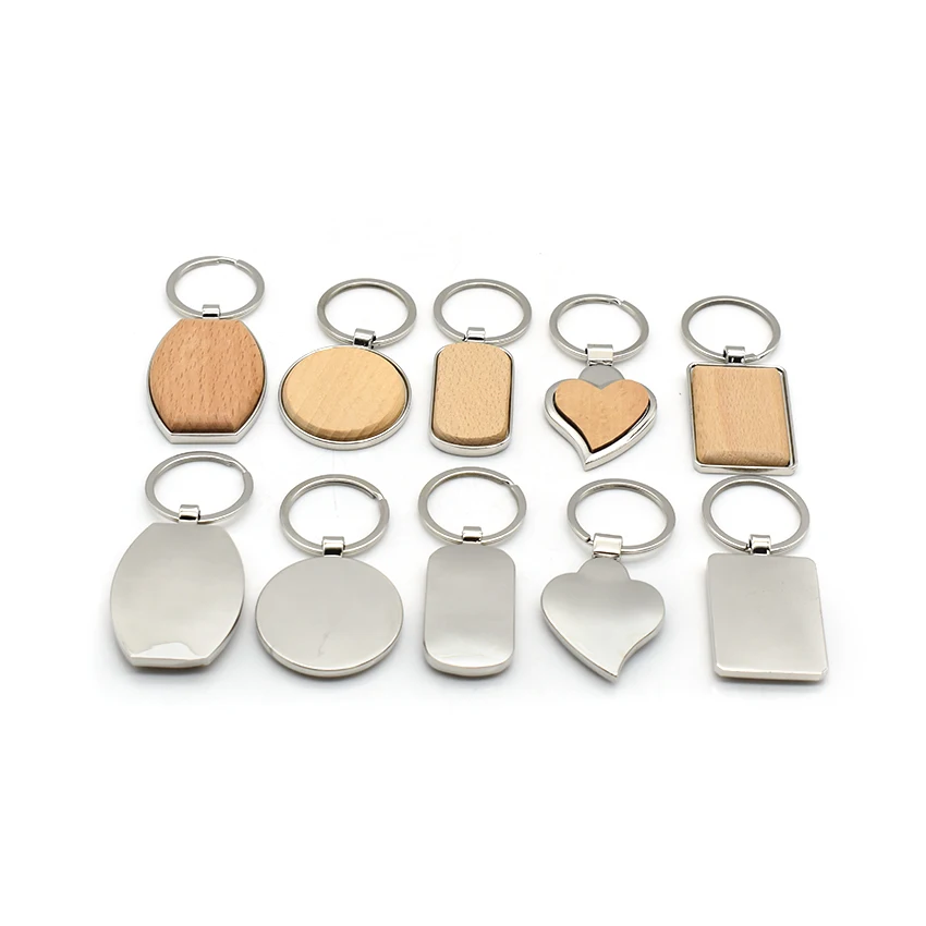 Custom Laser Logo Blank Wooden Keychain Round Shape Wood Key Chain for Promotional Gifts