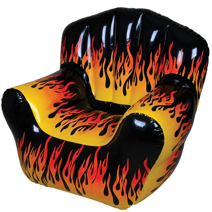 China Factory Durable PVC Inflatable Flame Chair Vinyl Portable Plastic Blow up air Armchair Single Living Room Sofa Furniture