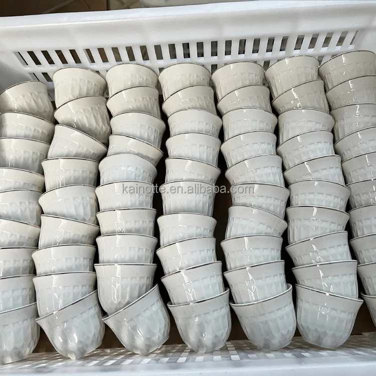 Custom Printed Design Gold Sliver Rim Tea Cups Wholesale 80cc White ...