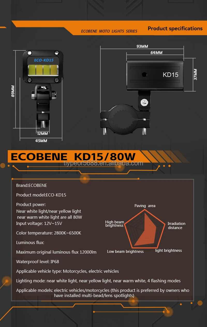 product tiypeor motorcycle wireless switch high quality cnc aluminum 60w auxiliary tangent line driving spotlight fog light 7000lm-10