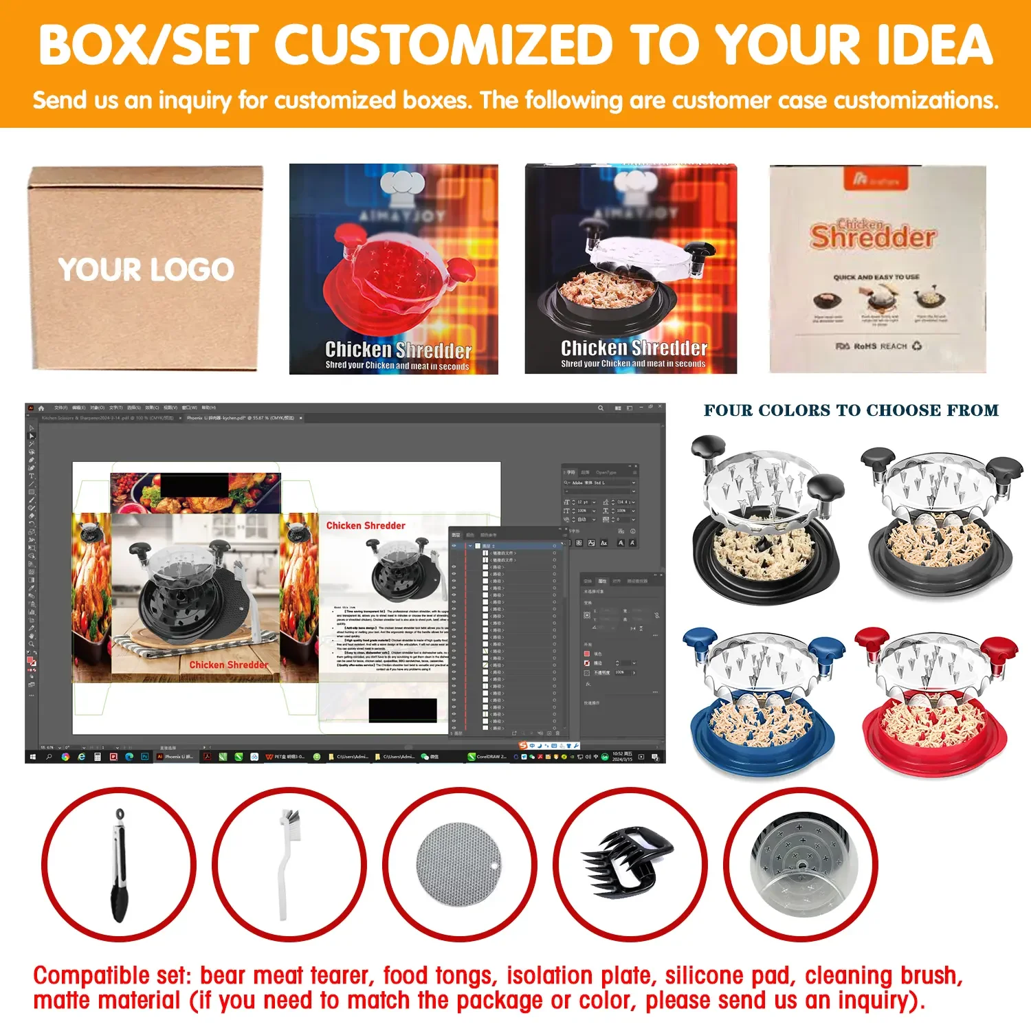 FusionBrands ShredMachine – Hand-Fleischzerkleinerer Für Pulled Pork, Hähnchen – BPA-frei, Spülmaschinengeeignet