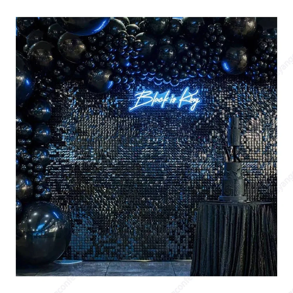 Board Disc Sequin Decorative Panel Iridescent Decoration Stand Decor 3d Mirror Effect Sparkle Multic Backdrop Black Shimmer Wall
