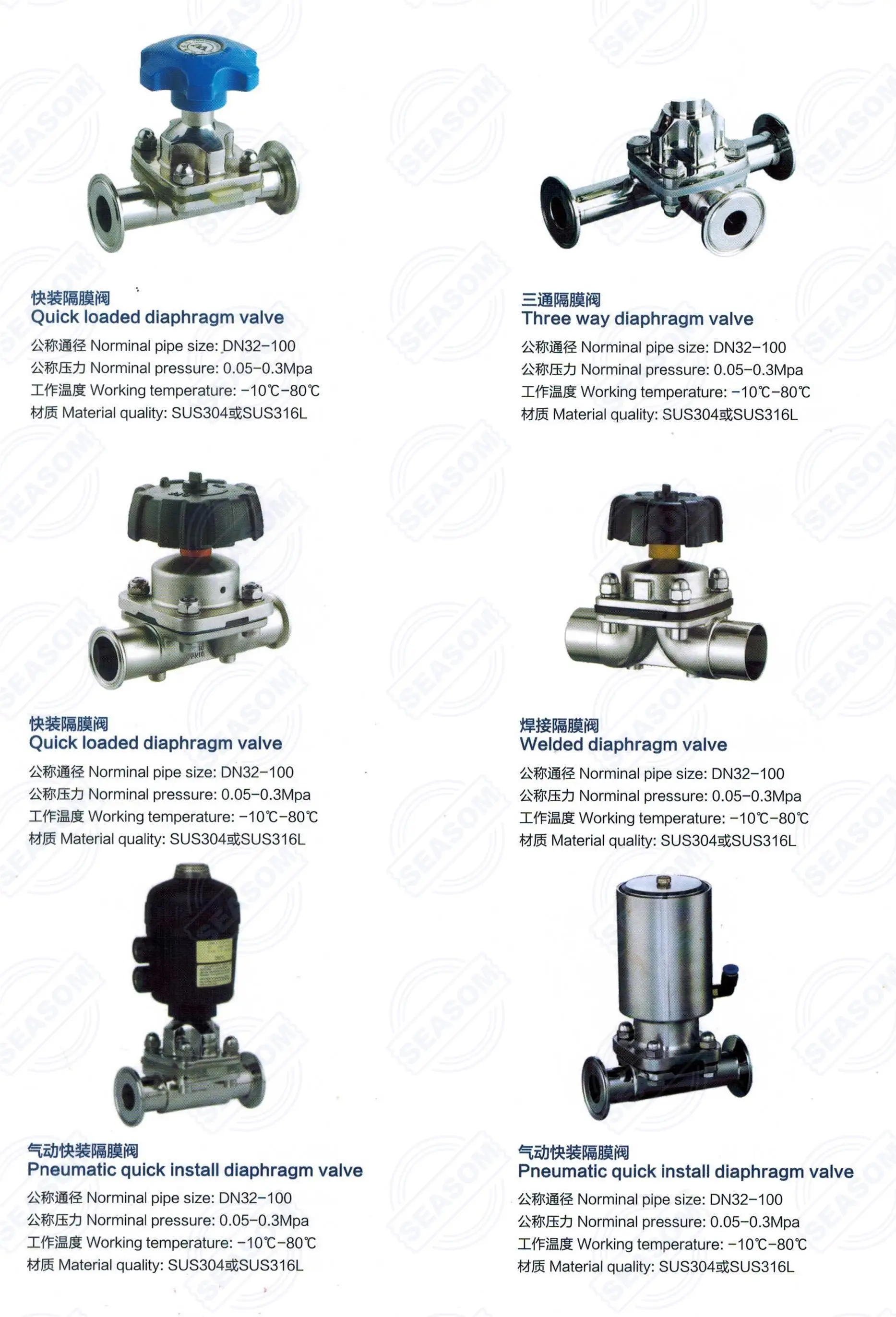 stainless steel u type diaphragm valve