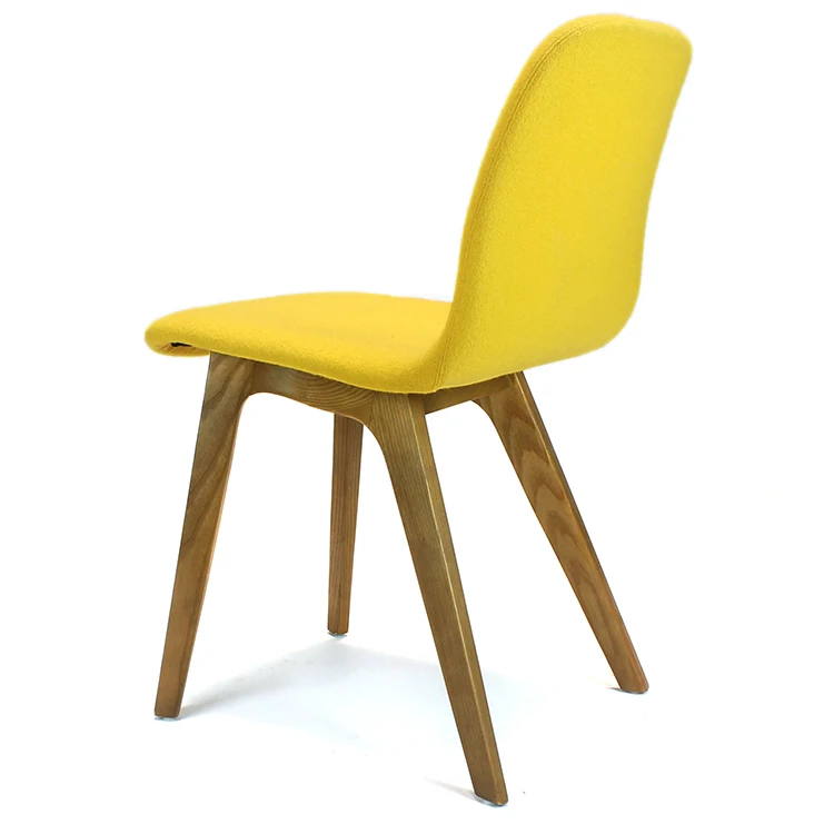 Nordic OEM Commercial Chain Hotel Cafe Shop Restaurant Furniture Wood Frame Upholstered Yellow Color Velvet Fabric Dining Chairs