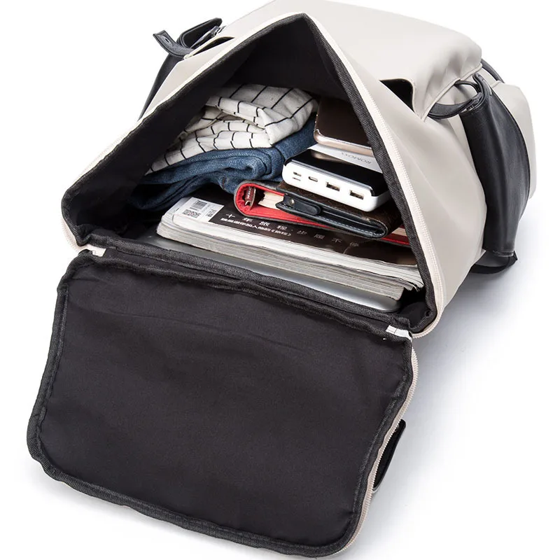 New Tiding Waterproof Soft Running Intelligent Backpack Vintage Leather for Men