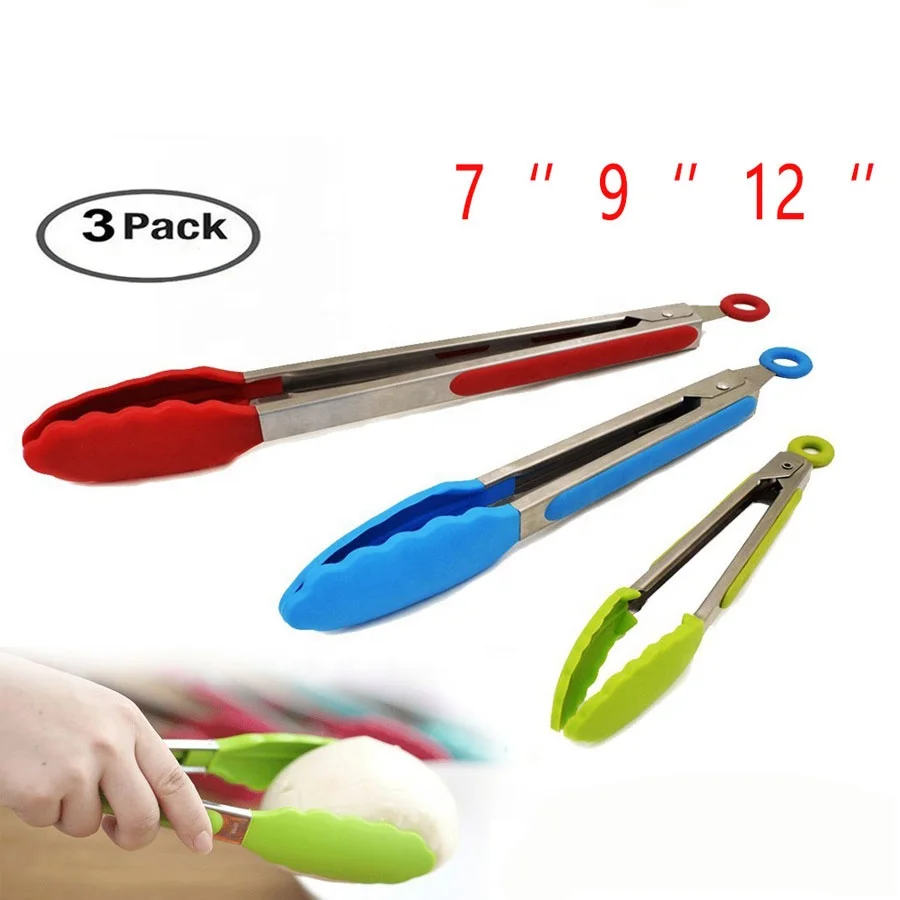 Wholesale Customized Logo Non-Stick BBQ Grilling Locking Tong Food Cooking Kitchen Silicone Tongs with Base manufacture