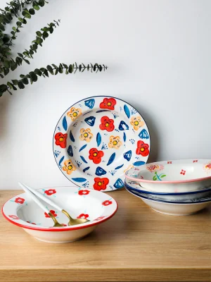 Factory Direct Cheap Japanese Style Ceramic Lace Deep Plates Restaurant Porcelain Pasta Plate Hotel Ceramics Soup Plate1432