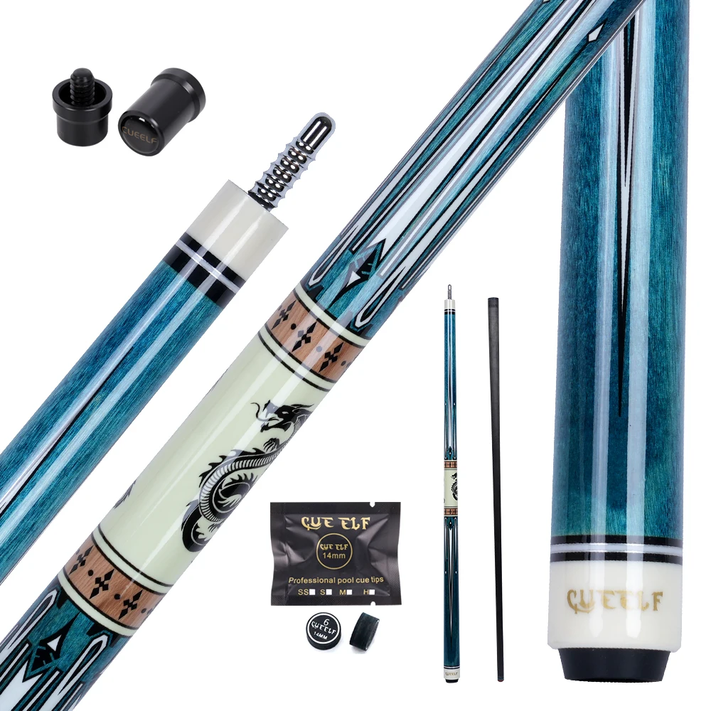 CUEELF Carbon Fiber Pool Cue 12.7 mm Low Deflection Billiard Cue Stick Professional Pool Stick Cueelf New Arrival Inlay Pool Cue Design Solid Wood Carbon Fiber Shaft  Ebony Wood Butt 58\" Billiard Cue Stick
