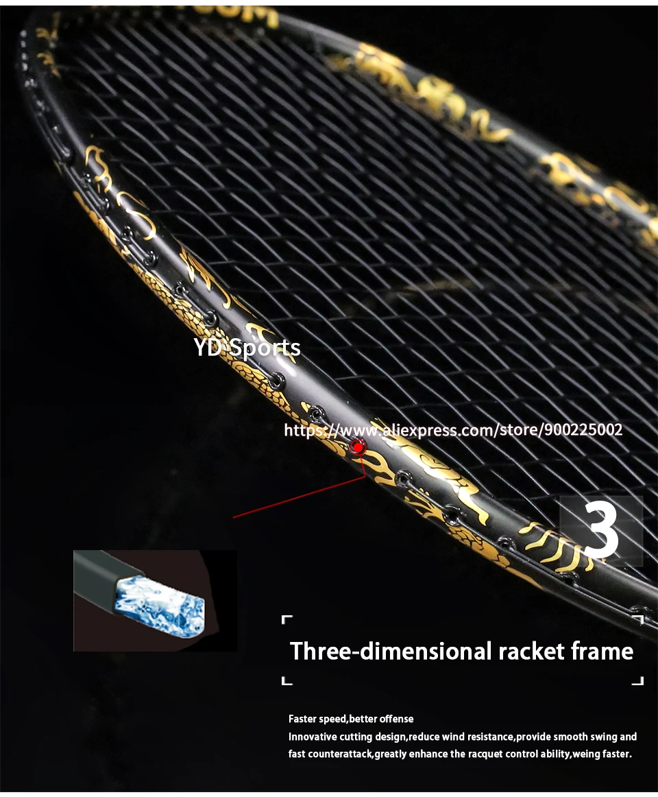 Professional Ultralight 9u 100 Full Carbon Fiber Badminton Rackets