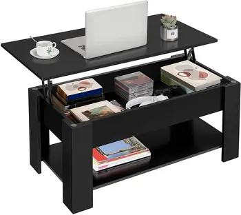 Multifunctional Lift Top Coffee Table Modern Luxury Square Black MDF Wood Living Room Furniture Tea Center Table Coffee Table
