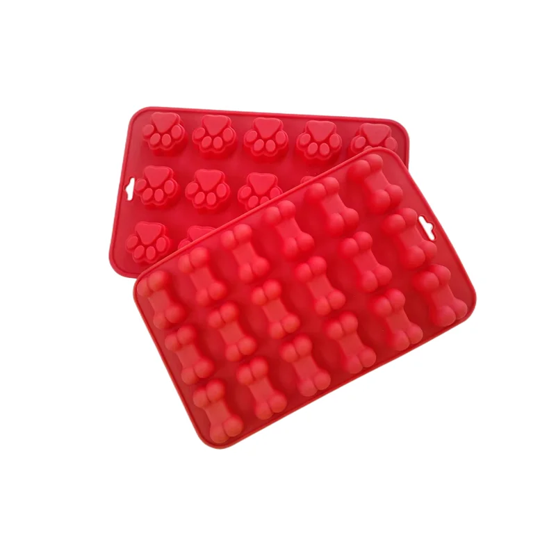 Food Grade Puppy Pet Treat Mold Ice Cube Tray Silicone Bone Paws Baking