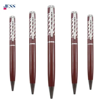 Wholesale Custom Logo Brown Aluminum Ballpoint Pen Promotional Heavy Metal Gift Pen with Engraved Design