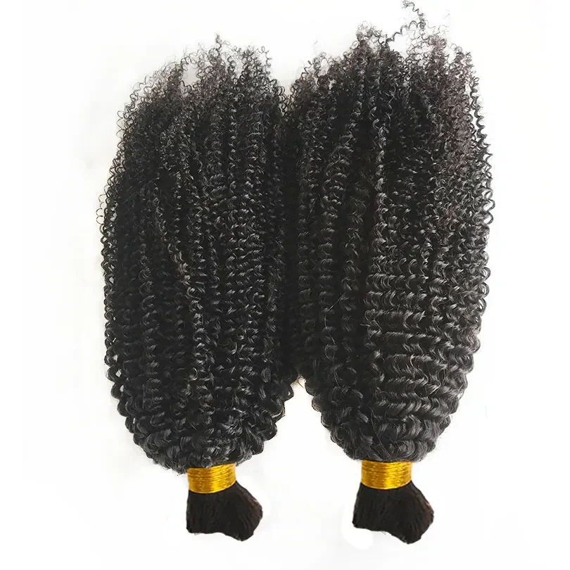 Mongolian Afro Curly Human Hair Bulk For Braiding No Weft Remy Human Hair Bulk 1/2/3 Bundles_voghion.com
