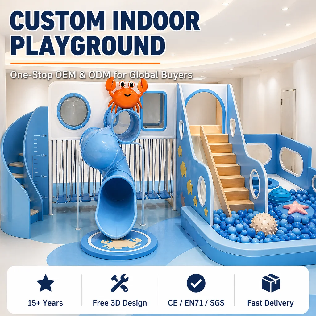 Commercial Indoor Kids Playground Ocean Theme Castle Soft Play CE CPC Certified Ball Pit Slide Climbing Wall for Daycare Center