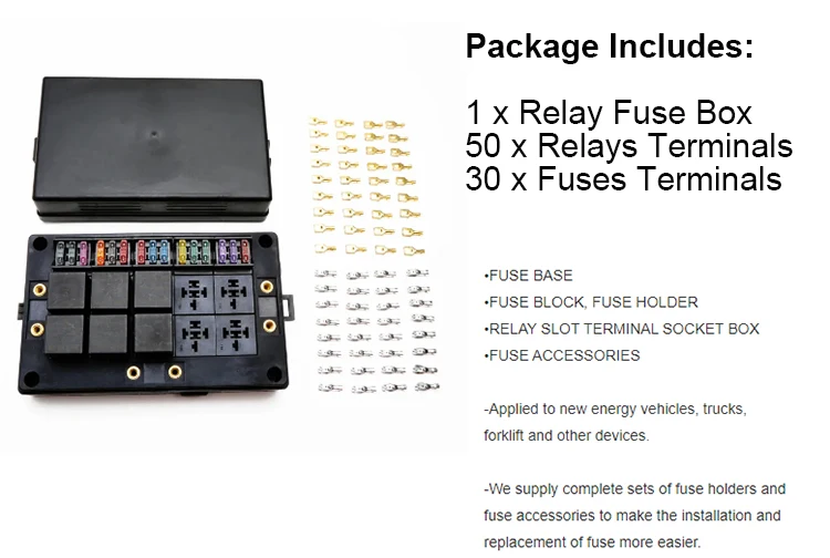 Waterproof Automotive Fuse Holder with 10 Relays and 15 Way Blade Fuses for 40A Current Protection
