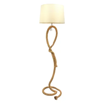 Modern Nordic European Decoration Living Room Lighting Fabric Lampshade Standing Light Hemp Rope Floor Lamp