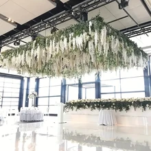 Ceiling Decorative Wisteria Hanging Flower Vine String Party Event Wall Decor Silk Faux Artificial Wisteria