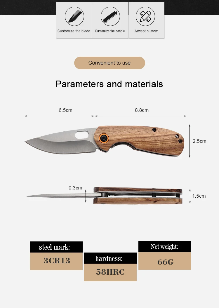 Esty Small Size Pocket Knife Customized Laser Engraved Logo Fully