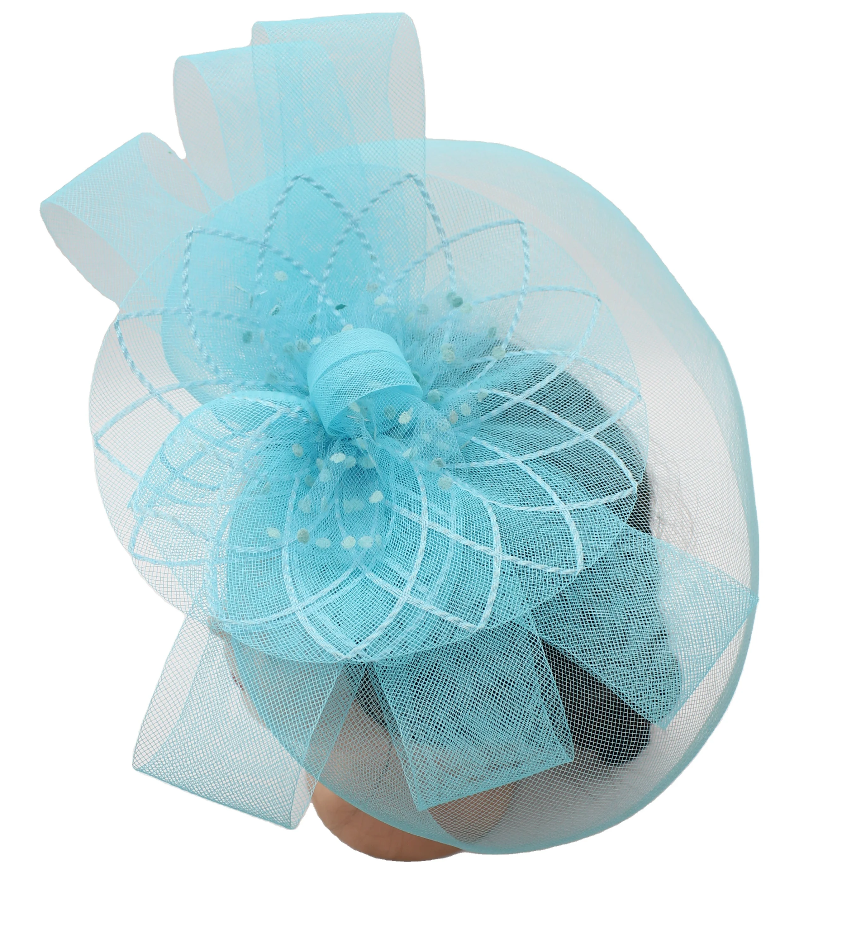 Blue Fashion Style Wedding Party Mesh Headband Hairwear Fascinator Pillbox Hat For Women