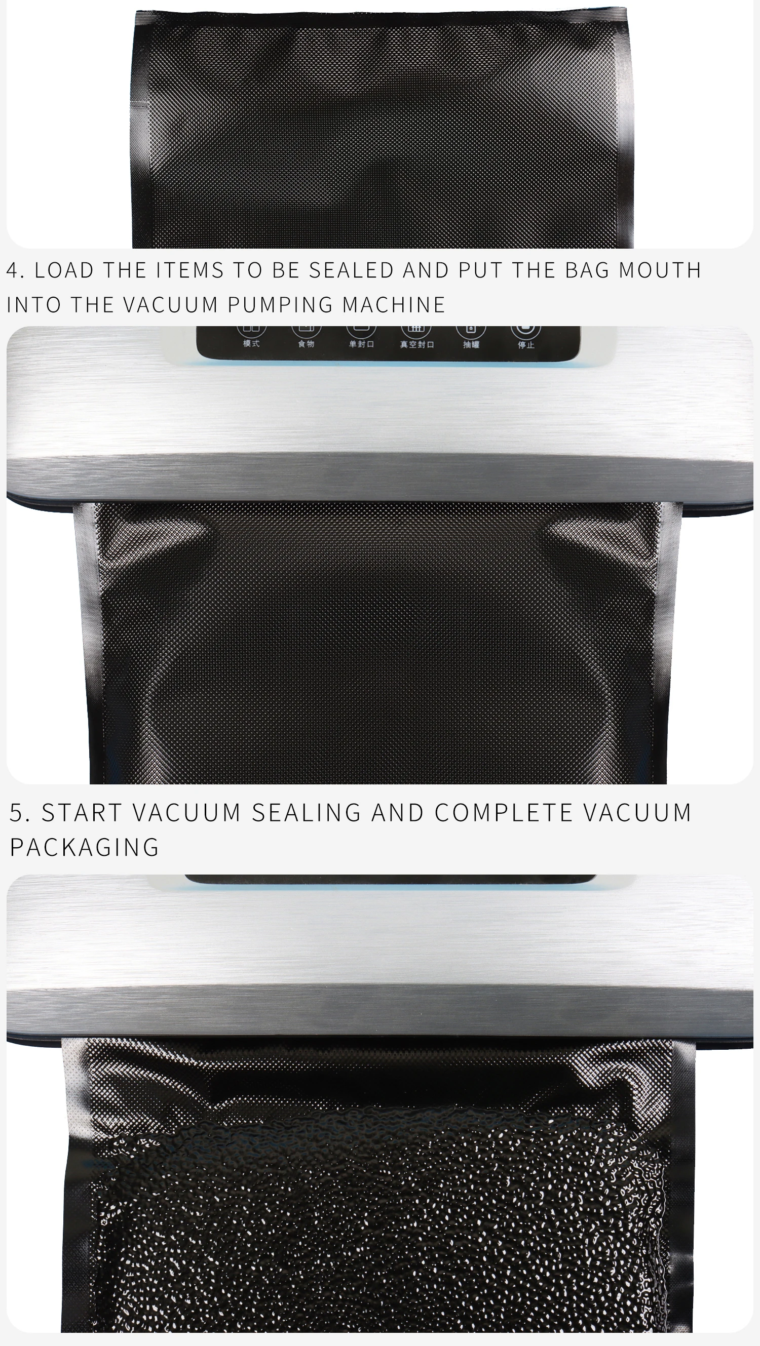 Vacuum Bag Textured And Embossed Food Saver Vacuum Sealer Bags Transparent/black Vacuum Bag