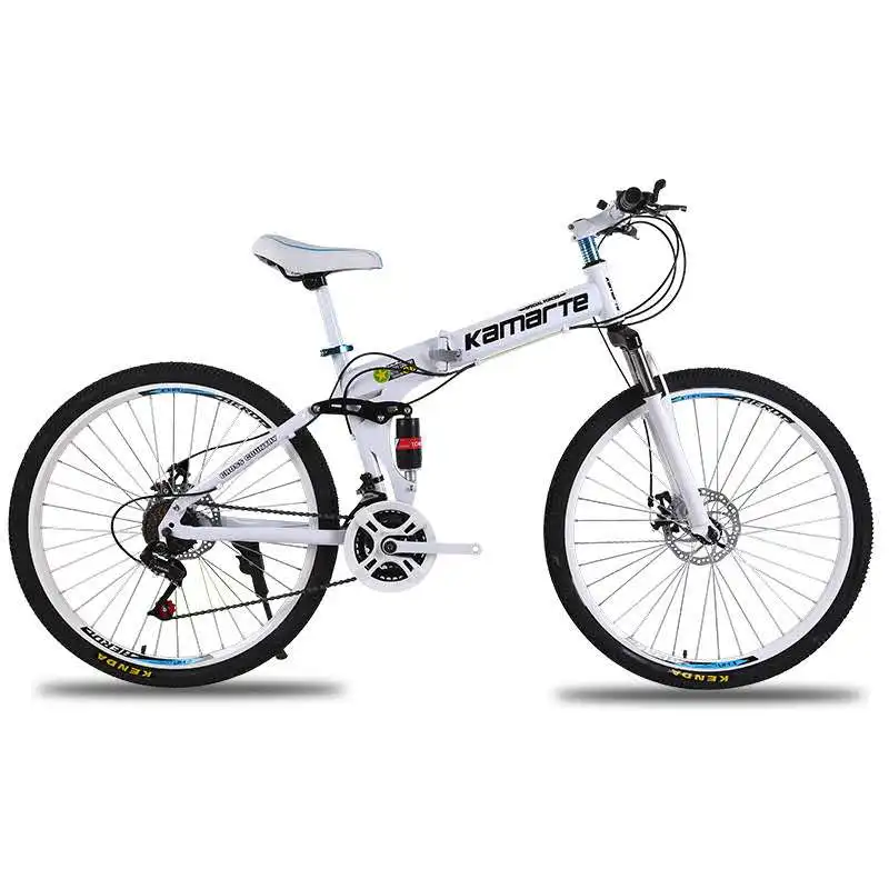 VTT Pliable 26 Pouces – 21 Vitesses, Acier Carbone, Blanc, Pour Adultes