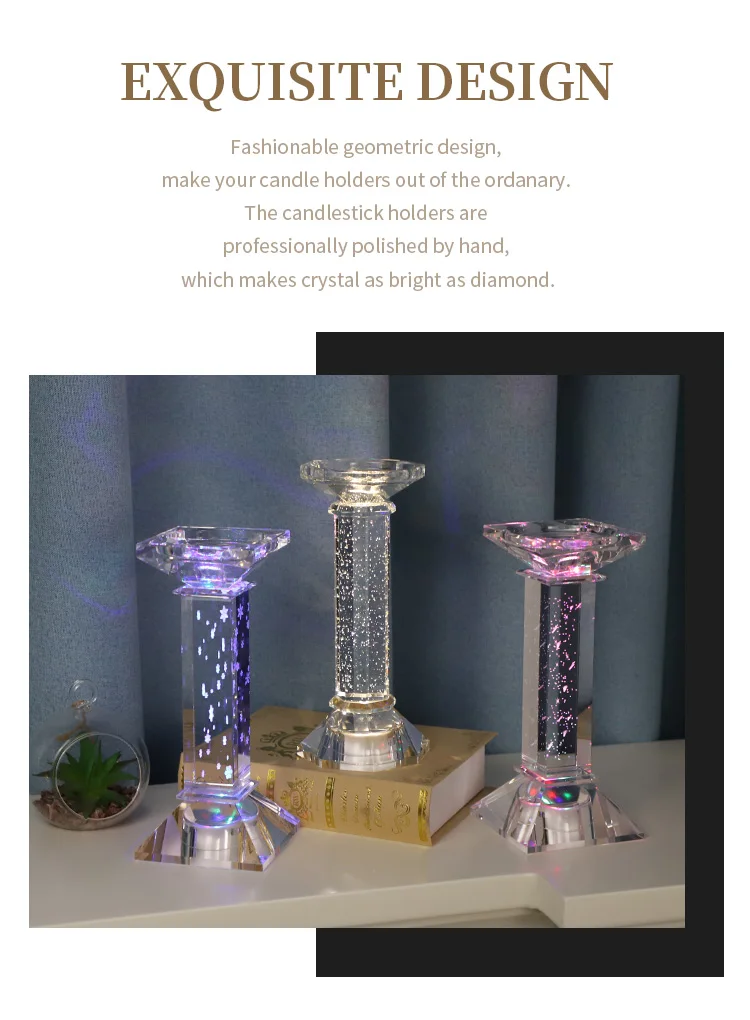 Candle holder crystal glass candlestick crystal pillar holder candles jars for dinning party table wedding decoration manufacture