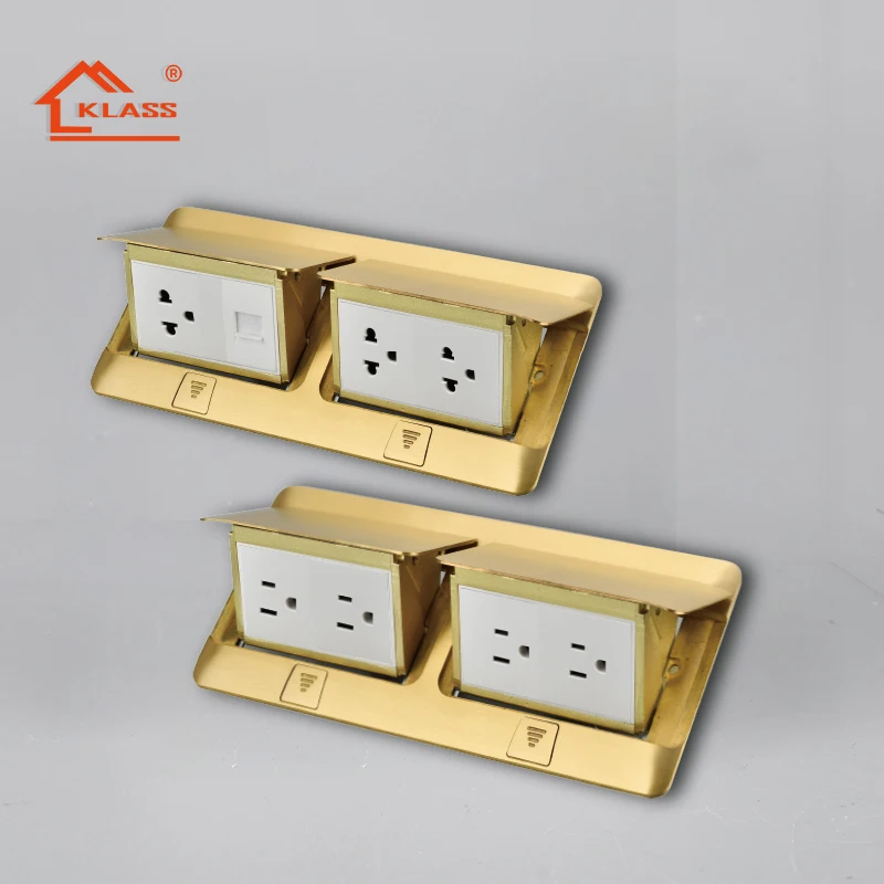 KLASS Floor Socket Recessed 16A With Grounding With 2 USB Port EU US UK Standard Pop up Power Socket Floor Mounted Socket