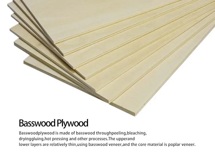 Cheap Price Wholesale Basswood Laser Cutting Plywood Basswood Sheets