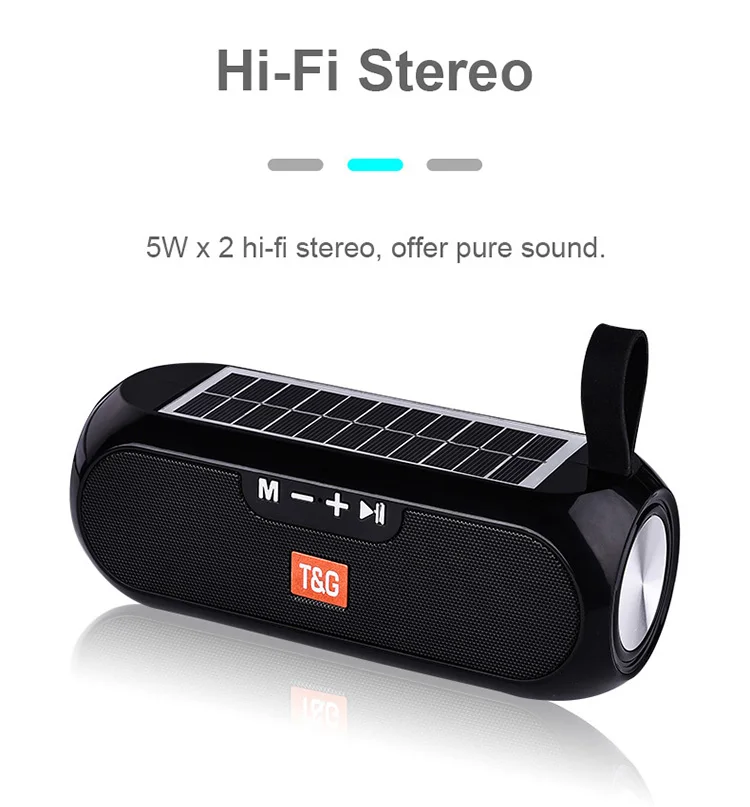 TG182 Portable Column Portable Column WirelessBluetooth Bass Stereo Box Waterproof Outdoor Solar Charging Bluetooth Speakers - ANKUX.COM