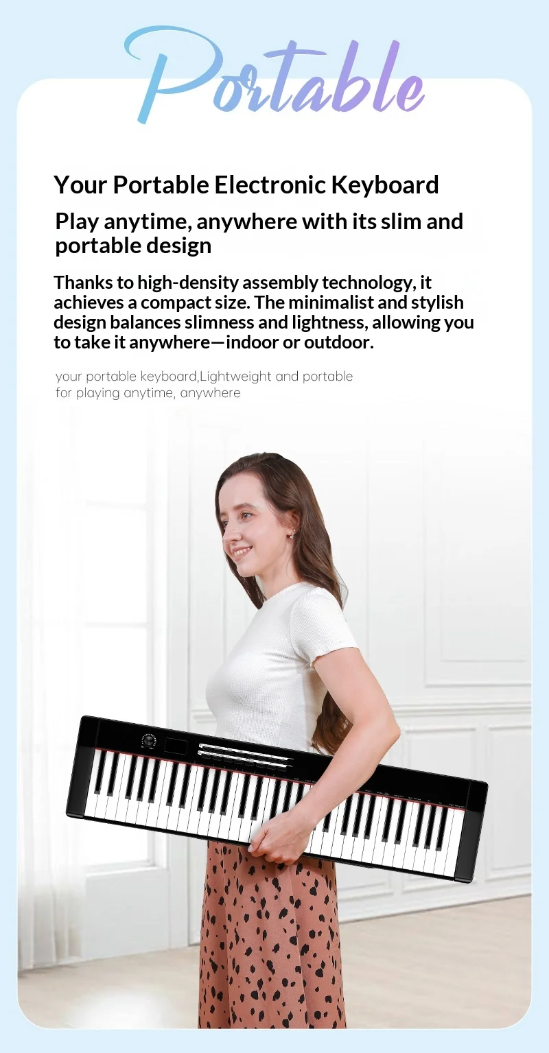 TERENCE TS-02 61-Key Portable Digital Keyboard Piano Rechargeable