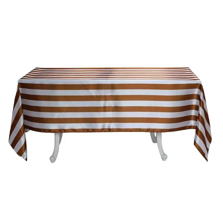 Wholesale High Quality Stripe Satin Rectangle Table Cloth for Wedding Decoration Tablecloth Cover
